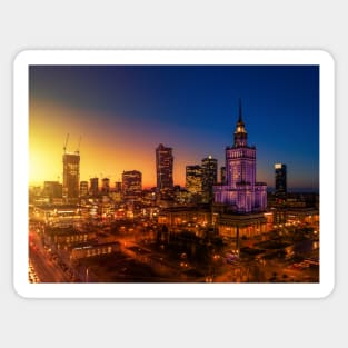 Warsaw city center aerial view Sticker